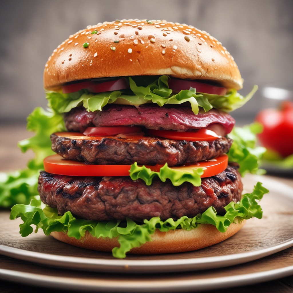 Juicy burger on a plate